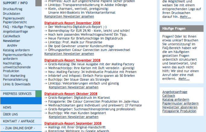 Das Archiv des Digitaldruck-Reports mit derzeit 10 Veröffentlichungen.