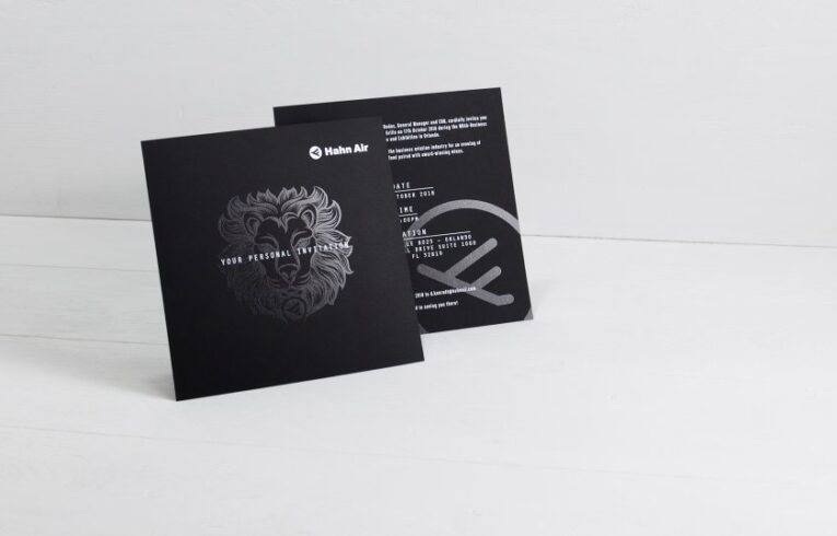 B2B Einladungskarte Vorder- und Rückseite