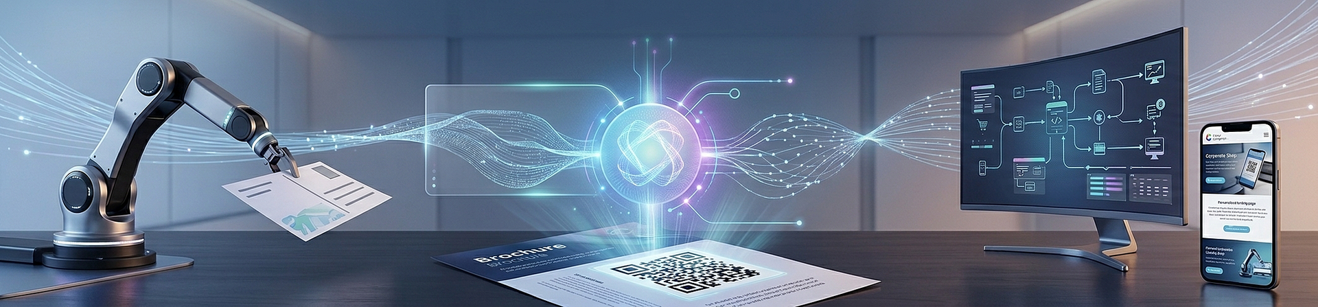 Smart futuristisch bestückter Arbeitsplatz