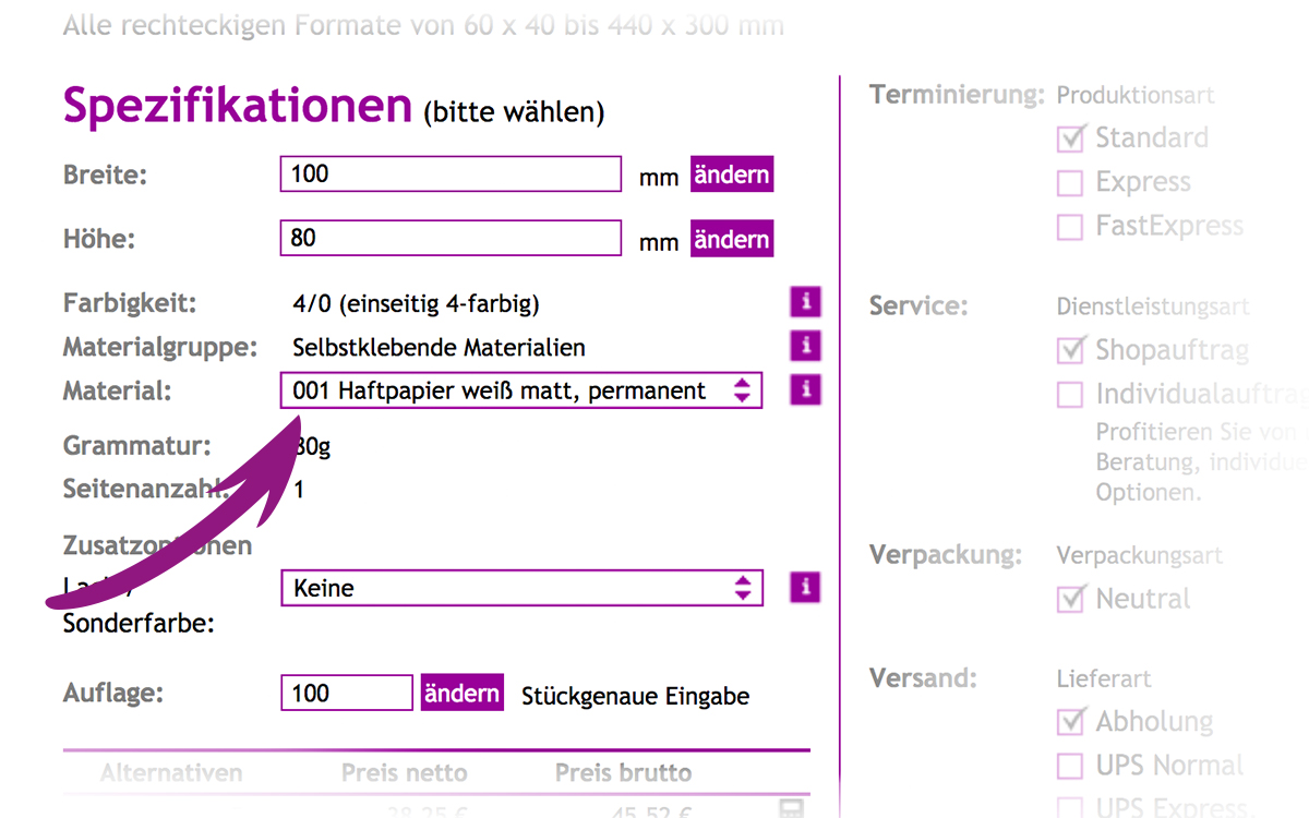 Haftpapier Aufkleber weiß matt