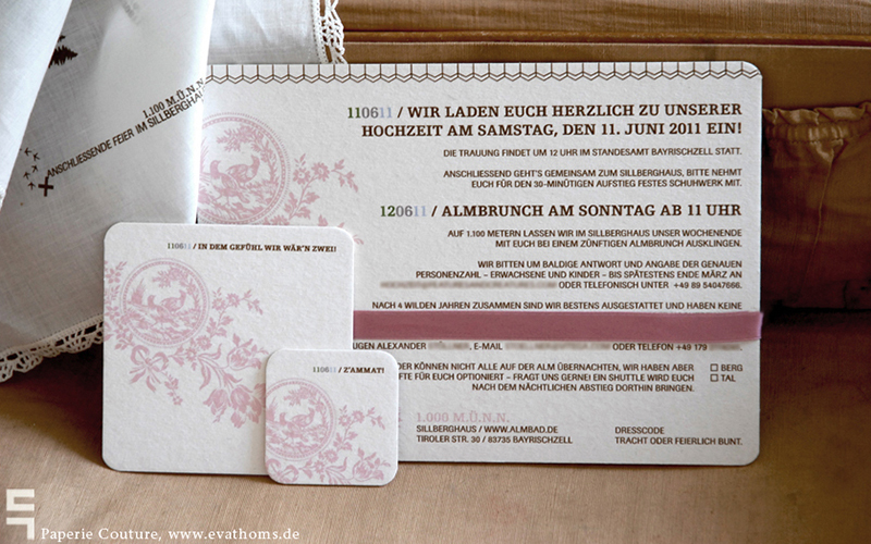 Hochzeitseinladungen aus Bierfilzkarton