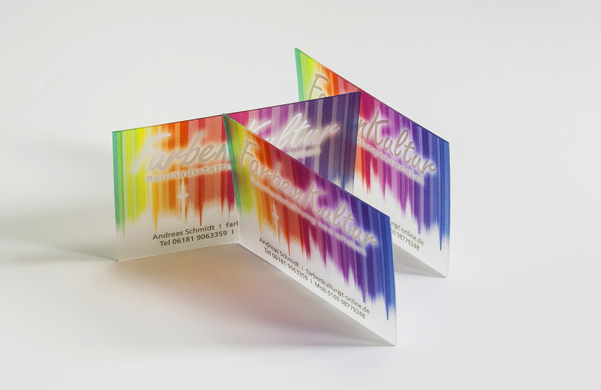 Visitenkarte aus Plastik mehrfarbig bedruckt